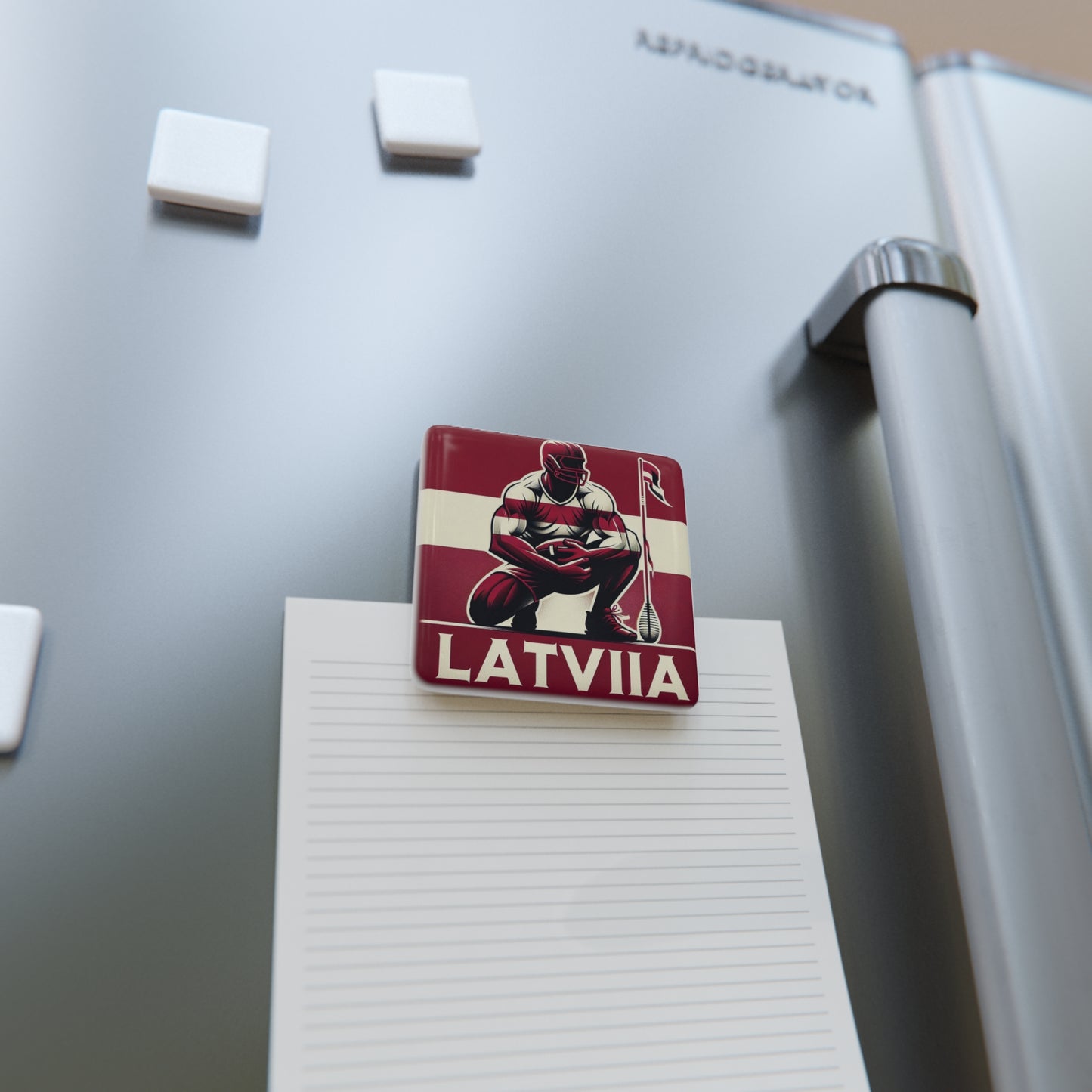 Flag Village Latvia Flag Sporting Porcelain Magnet, Square LVA0005