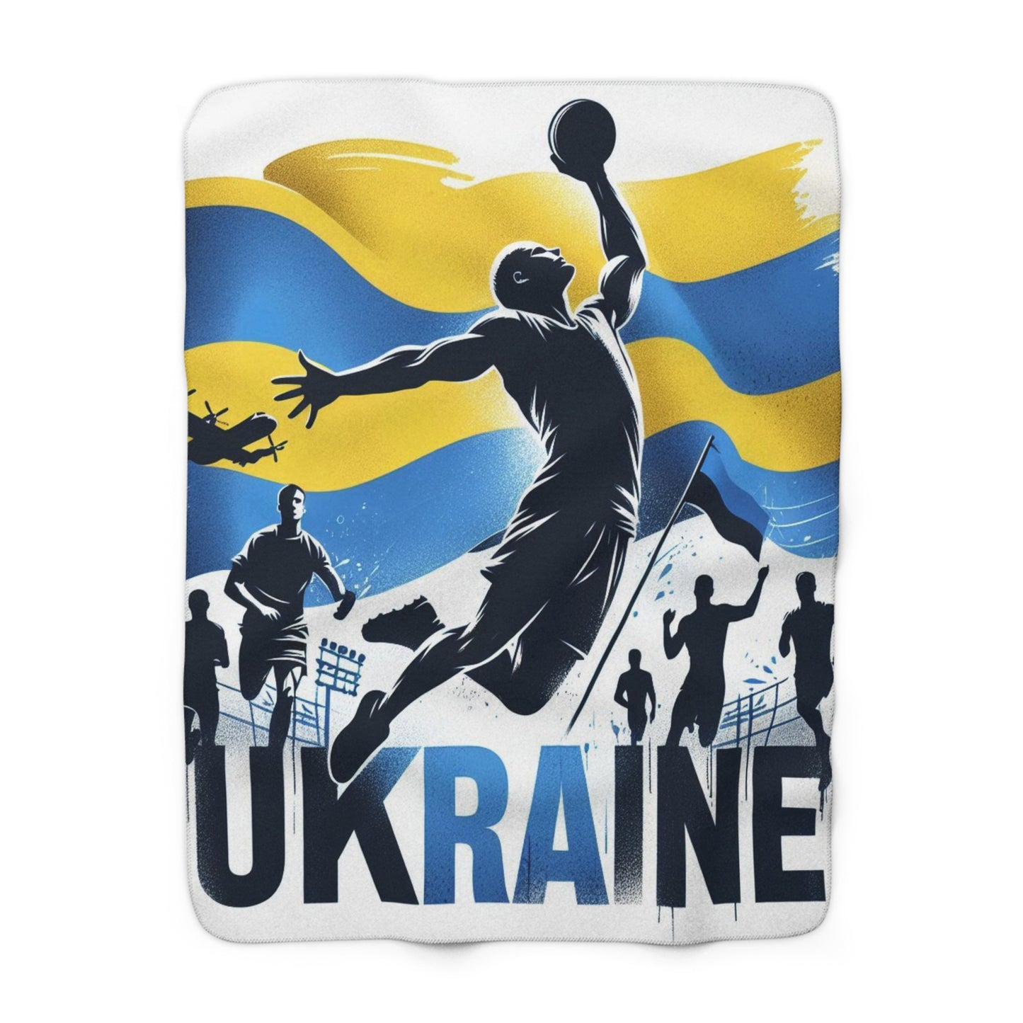 Flag Village Ukraine Sporting Flag Sherpa Fleece Blanket UKR0006