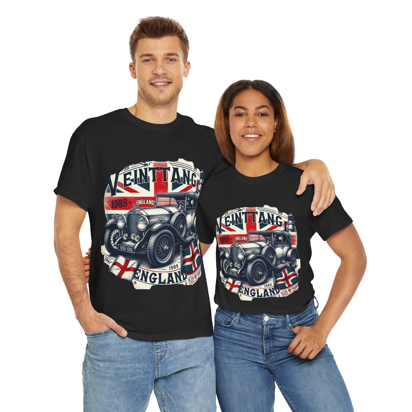 Flag Village UK Vintage Car Flag T-SHIRT Heavy Cotton Tee UK0006