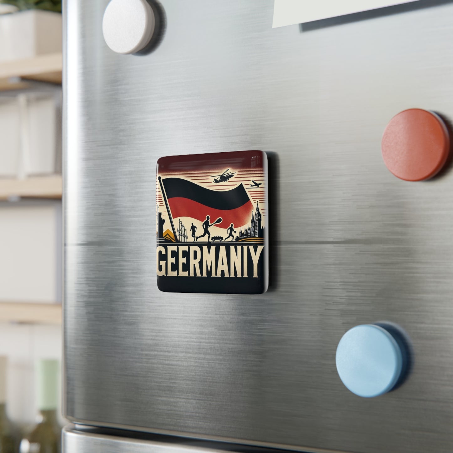 Flag Village Germany Flag Sporting Porcelain Magnet, Square DEU0005