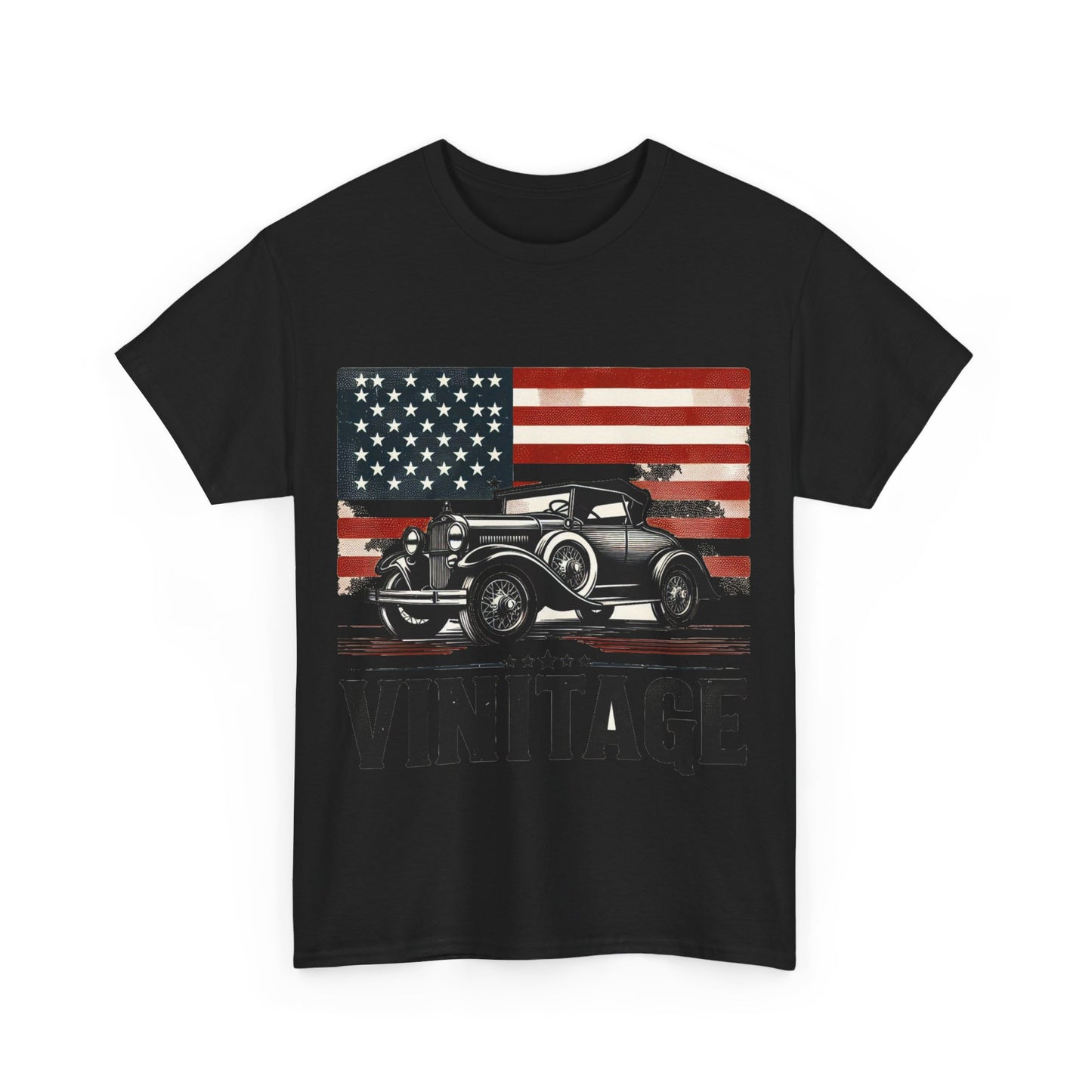 Flag Village USA Vintage Car Flag T-SHIRT Heavy Cotton Tee USA0002