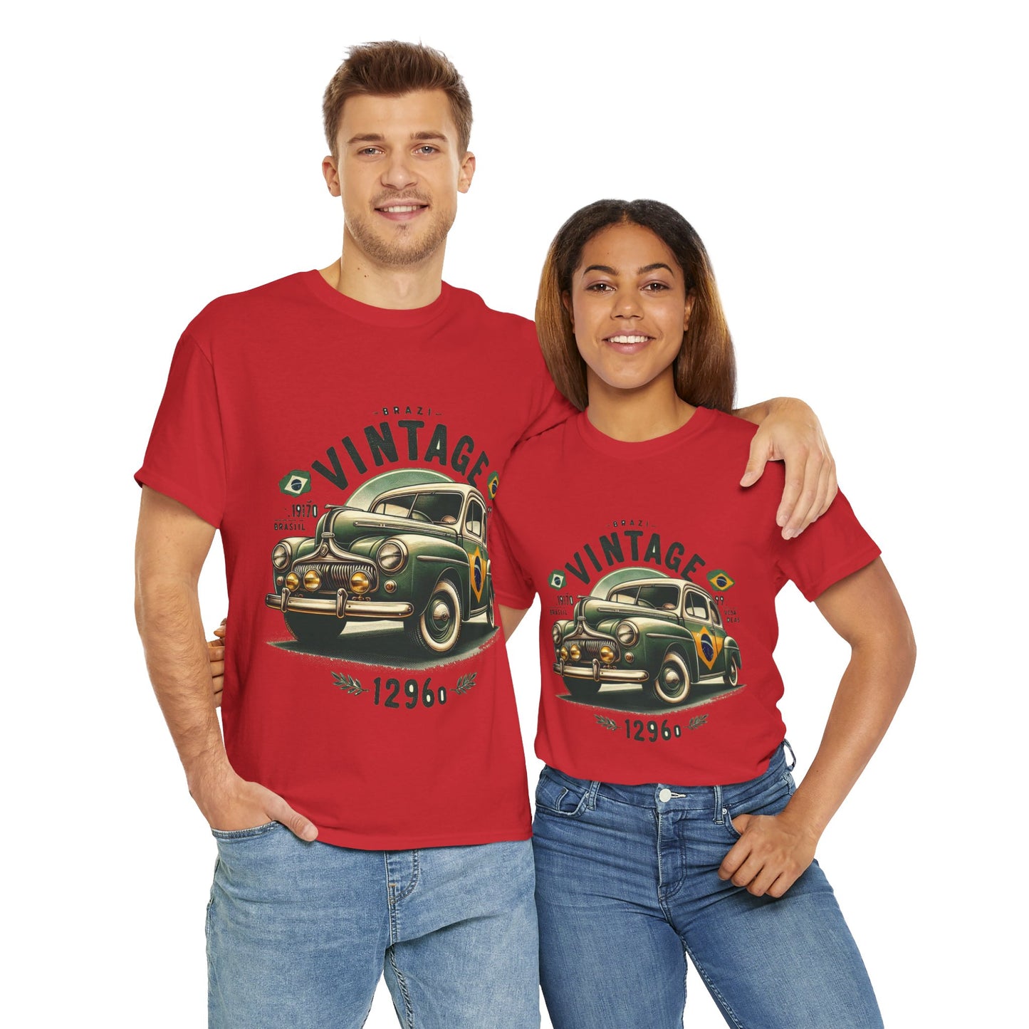 Flag Village Brazil Vintage Car Flag T-SHIRT Heavy Cotton Tee BRA0010