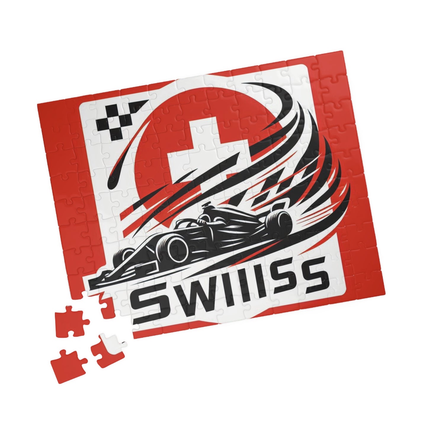 Flag Village Switzerland Racing Car Sporting Flag Puzzle (110, 252, 520, 1014-piece) CHE0013