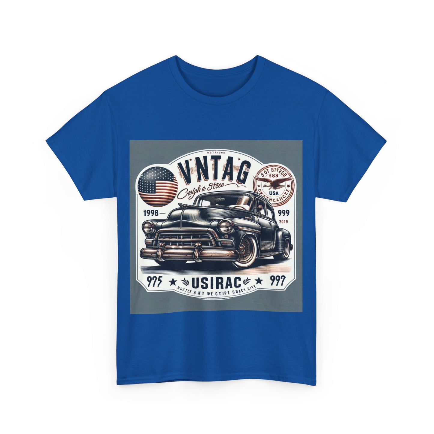 Flag Village USA Vintage Car Flag T-SHIRT Heavy Cotton Tee USA0018