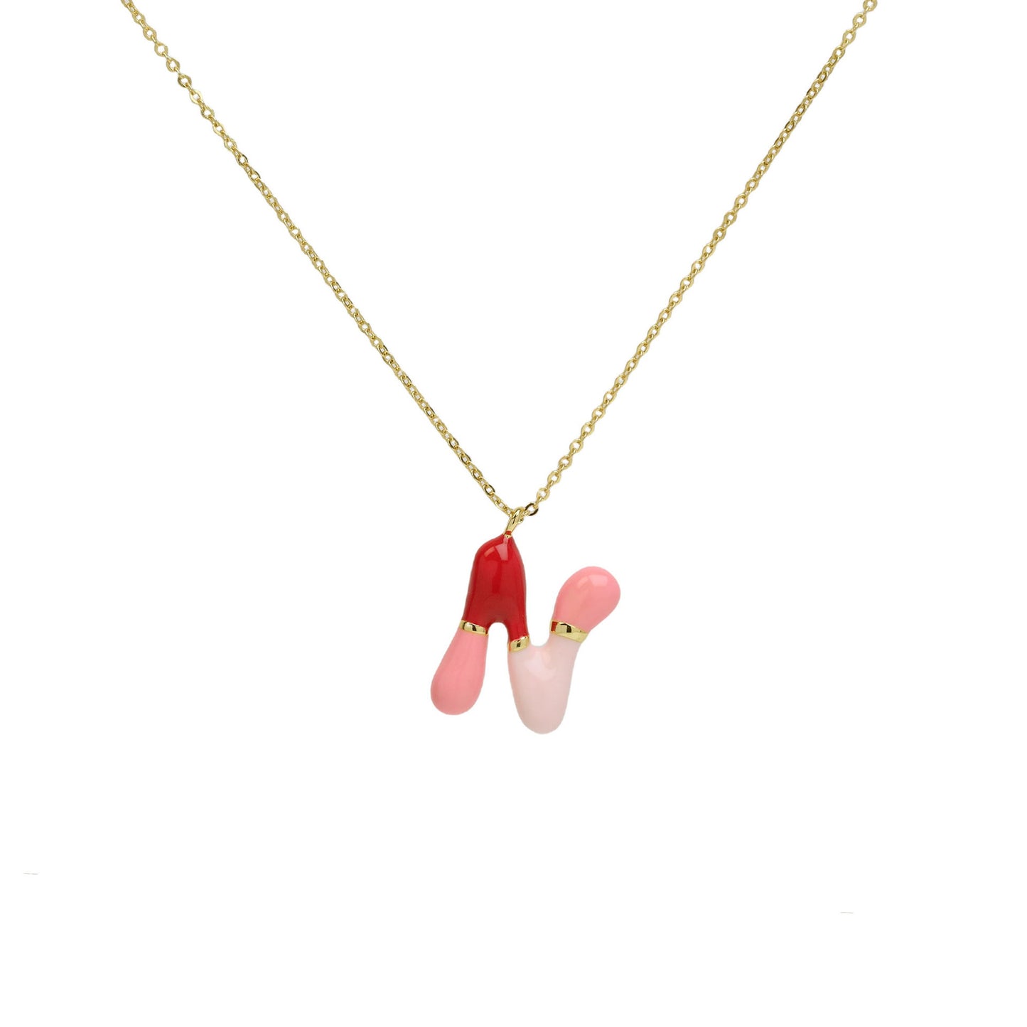 Flag Village Brass Epoxy Capsule 26 Letter Necklace For Women Initial Alphabet Pendant Necklace Fashion Link Chain Jewelry Gifts