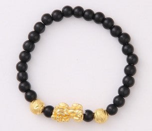 Flag Village Obsidian 18K Gold Bracelet six brave words on hand and little Pearl transport gifts wholesale