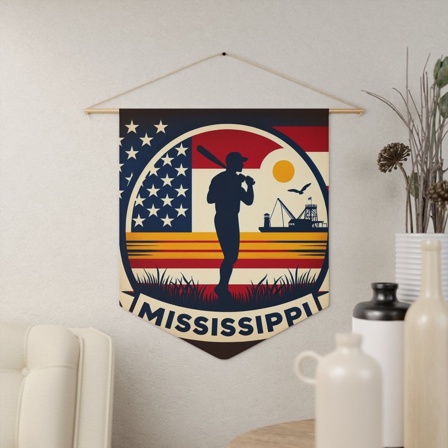 Flag Village Mississippi State Flag Pennant Sporting Home Wall decoration MS0002