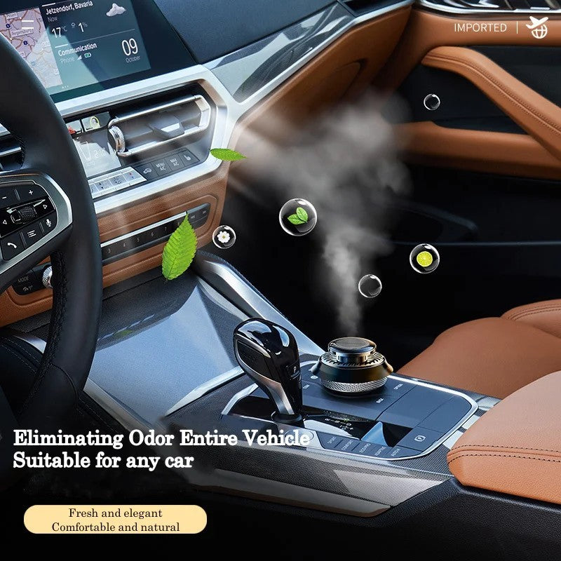Flag Village Auto Tools Portable Kinetic Car Air Freshener Solar Powered Double Ring Rotating Air Cleaner Perfume Fragrance Diffuser