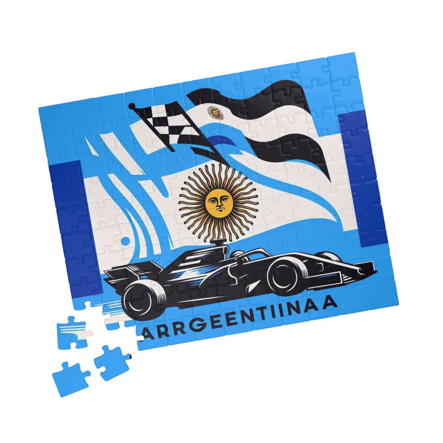 Flag Village ARGENTINA Racing Car Sporting Flag Puzzle (110, 252, 520, 1014-piece) ARG0011