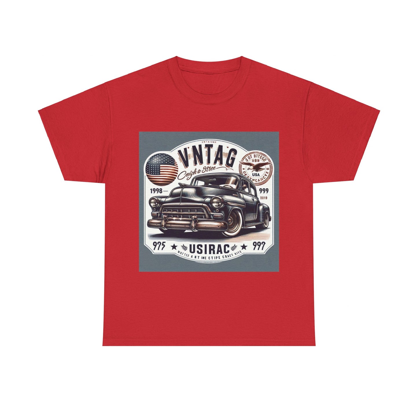 Flag Village USA Vintage Car Flag T-SHIRT Heavy Cotton Tee USA0018