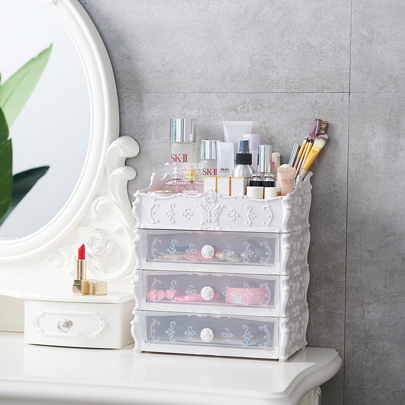 Flag Village Transparent Makeup Organizer Cosmetic Storage Box Drawer Desktop Organizer Jewelry Beauty Storage Bins Lipstick Christmas Gifts