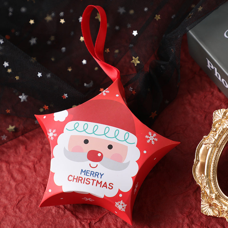 Flag Village Christmas Gift Boxes Santa Claus Candy Box Star Shape Merry Christmas Boxes Bags for Home New Year Xmas Decor Kids Gifts