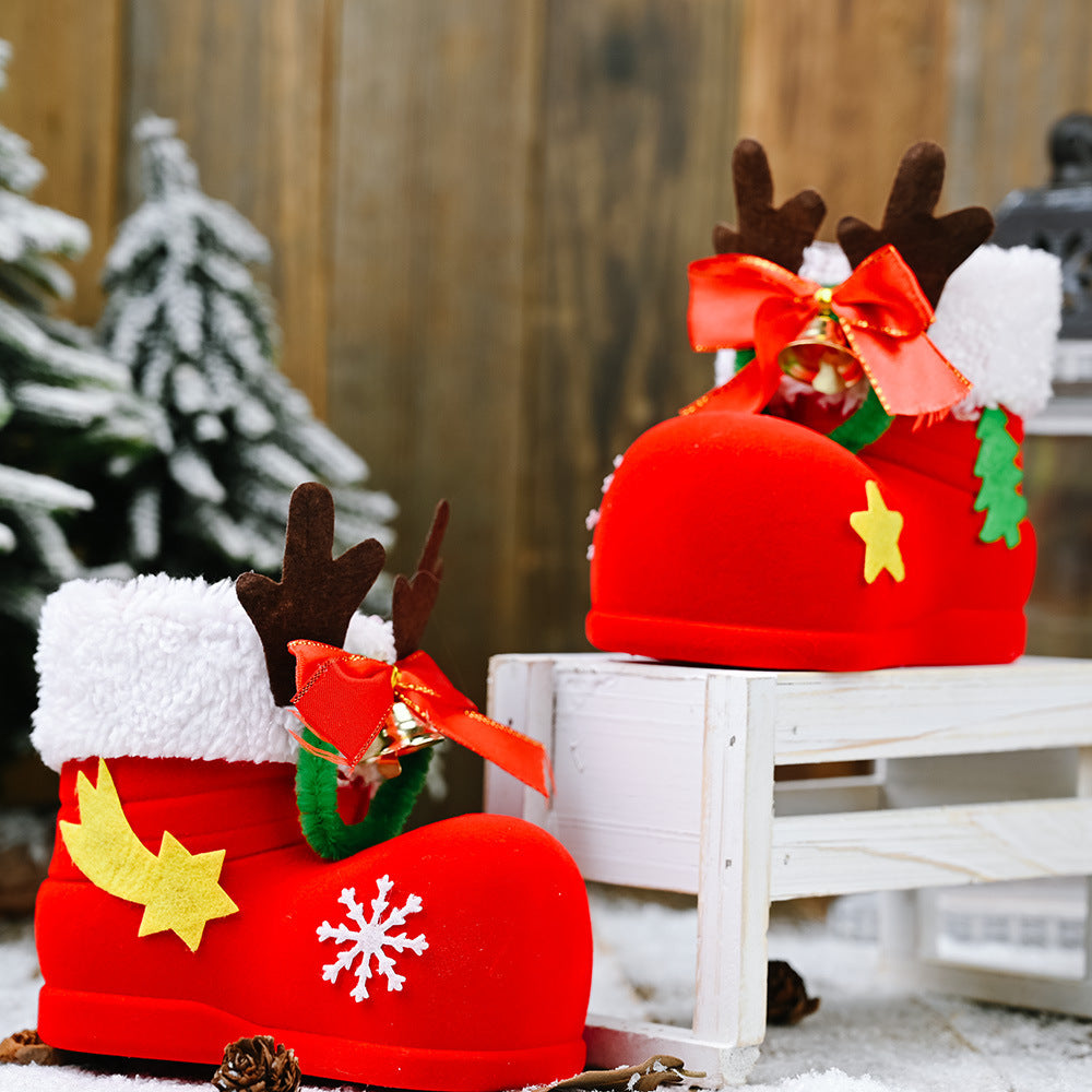 Flag Village Christmas Decor Santa Boot Shoes Candy Stocking Extra Large Gift Box Decoration