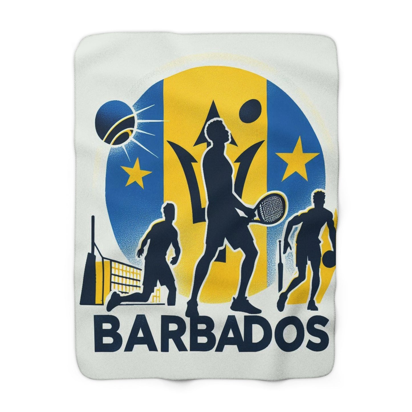 Flag Village Barbados Sporting Flag Sherpa Fleece Blanket BRB0005