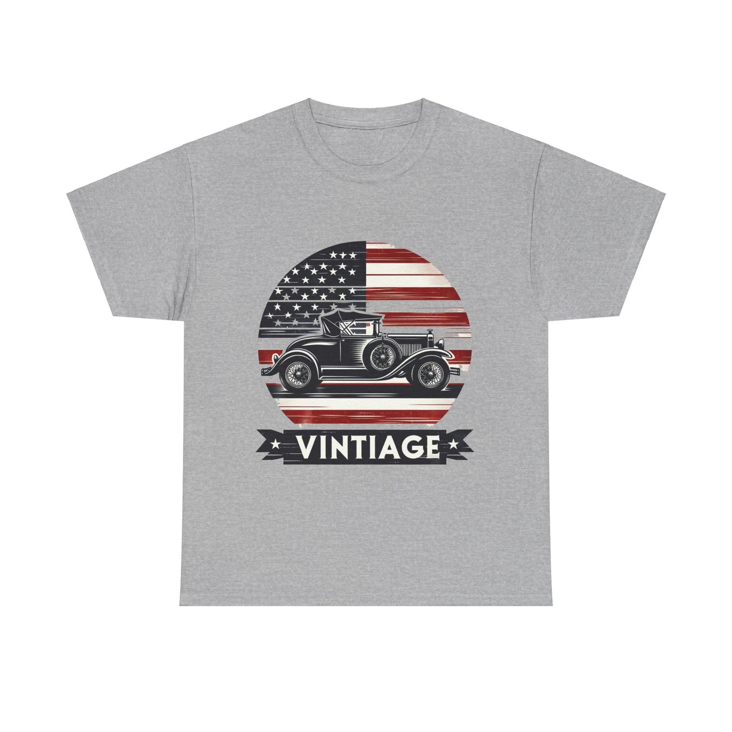 Flag Village USA Vintage Car Flag T-SHIRT Heavy Cotton Tee USA0003
