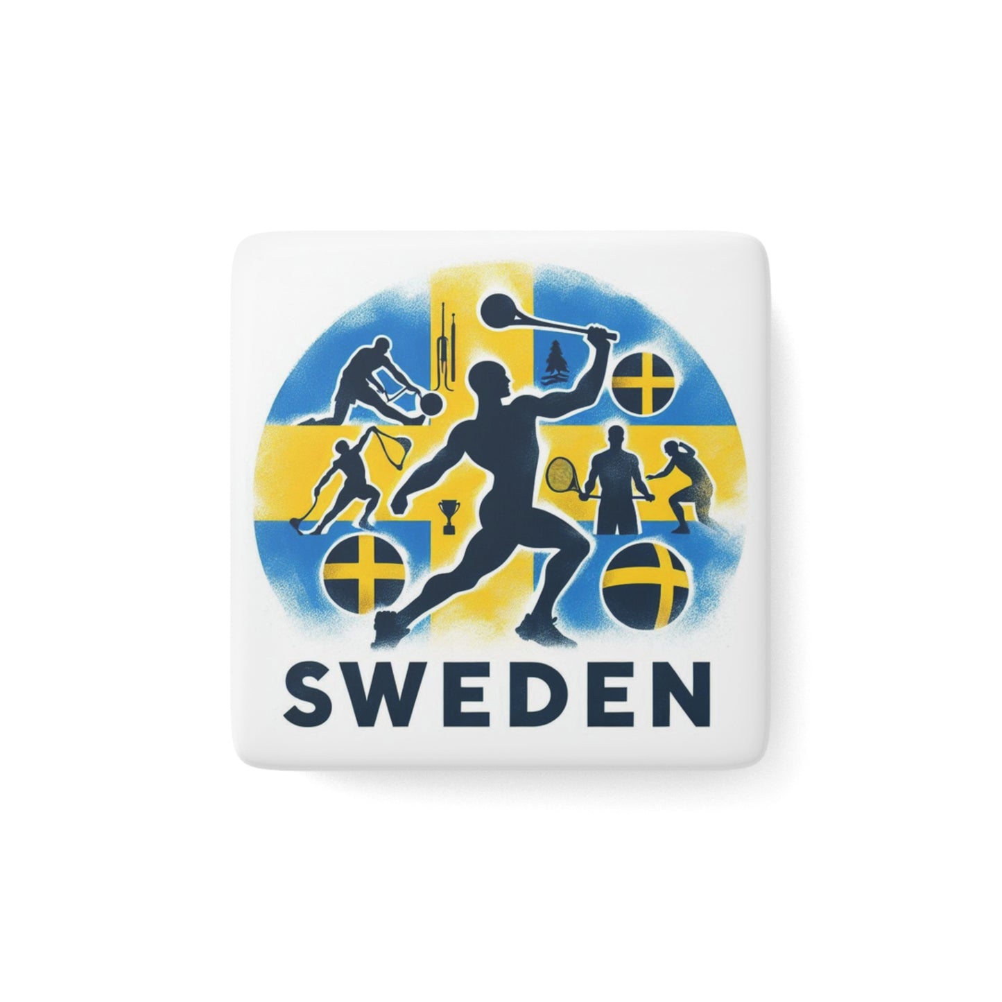 Flag Village Sweden Flag Sporting Porcelain Magnet, Square SWE0006
