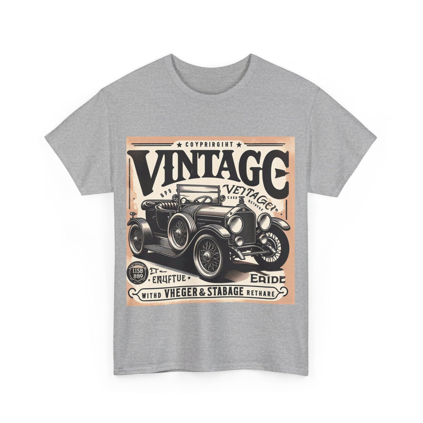Flag Village USA Vintage Car Flag T-SHIRT Heavy Cotton Tee USA0008