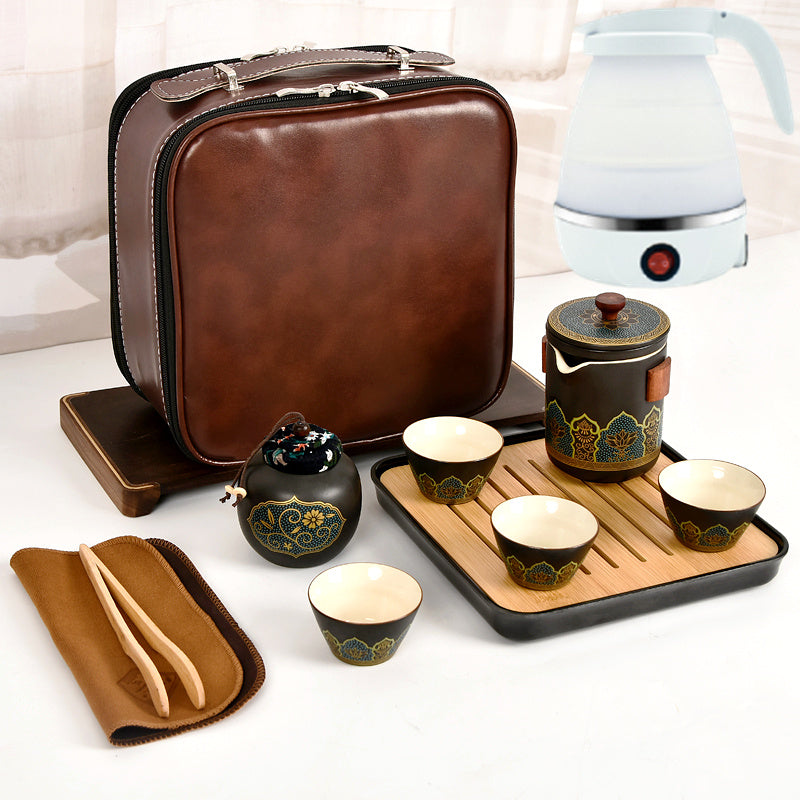 Flag Village Ceramic Portable Travel Tea Set Gift Box