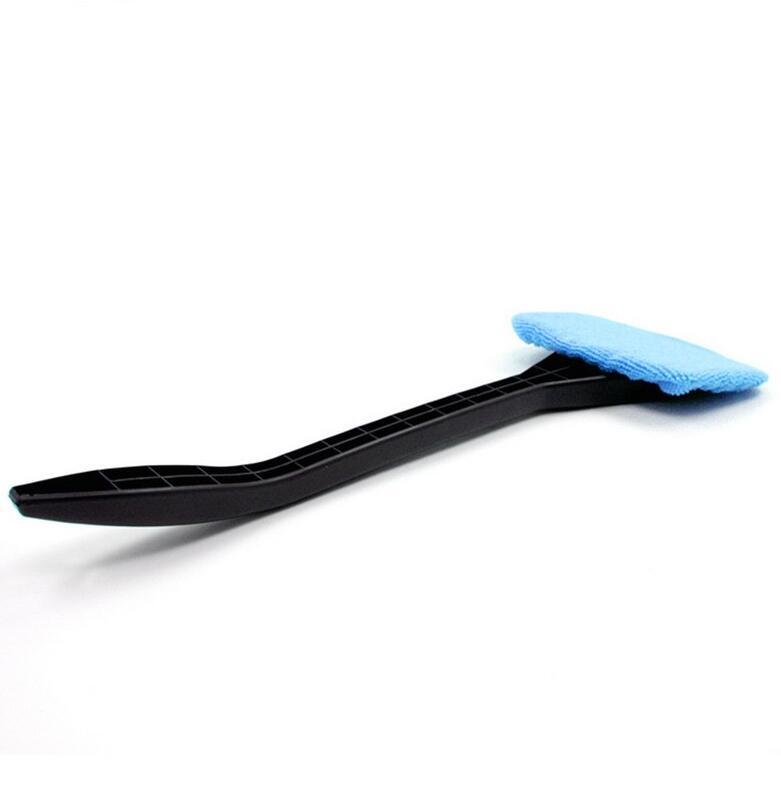 Flag Village Auto Tools microfiber car window cleaner with brush long handle car washer, windshield wiper, glass cleaning brush washable cloth fabric practice tool