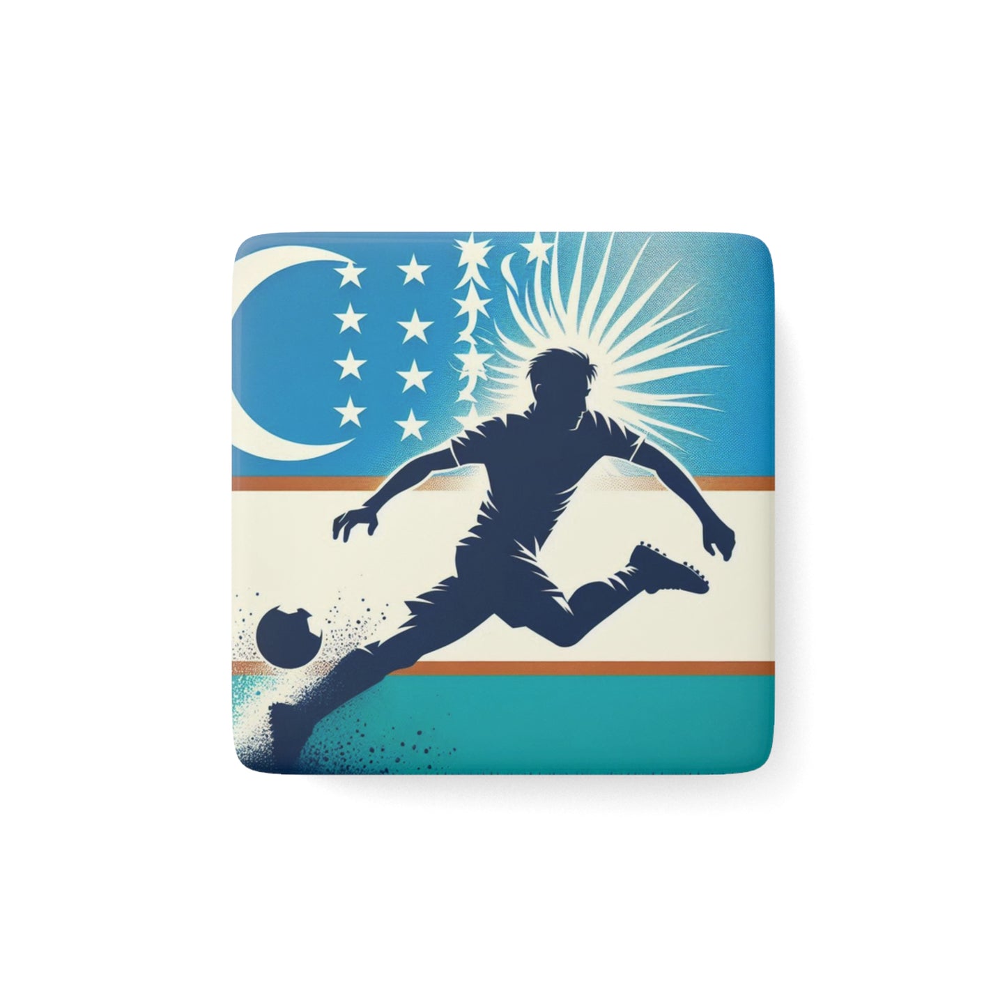Flag Village Uzbekistan Flag Sporting Porcelain Magnet, Square UZB0006