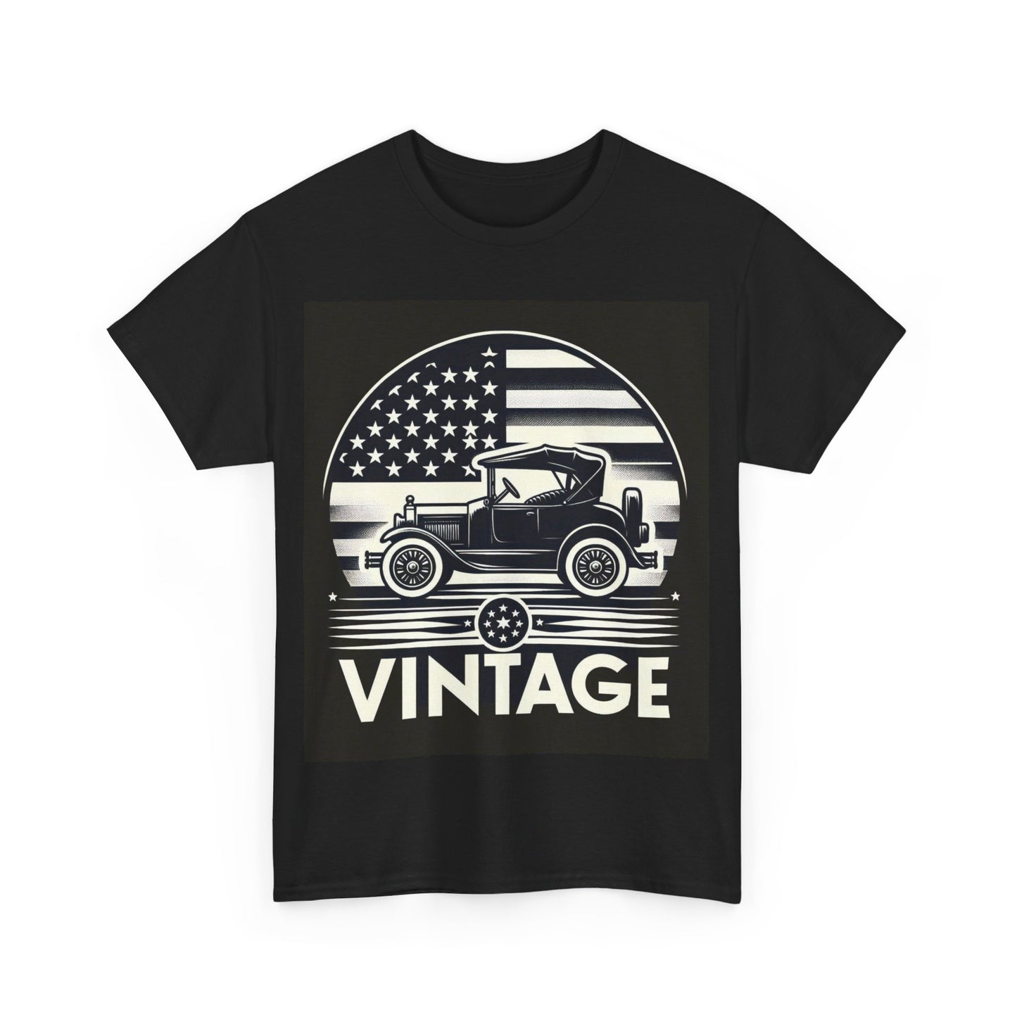 Flag Village USA Vintage Car Flag T-SHIRT Heavy Cotton Tee USA0001
