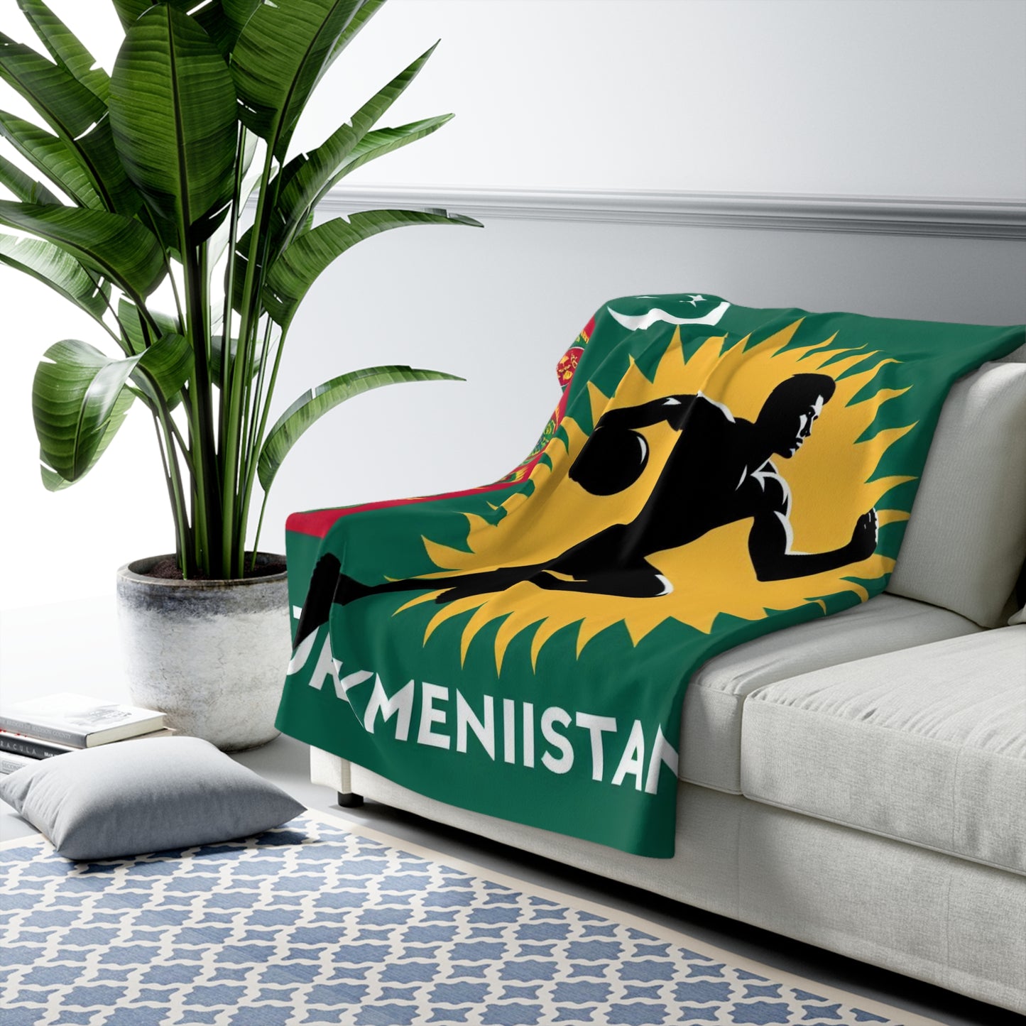 Flag Village Turkmenistan Sporting Flag Sherpa Fleece Blanket TKM0003