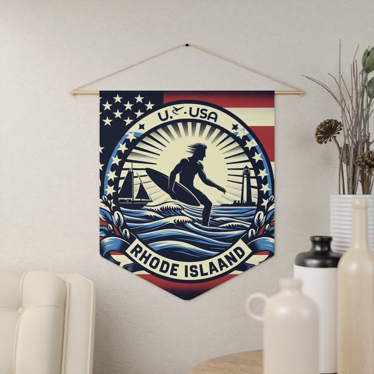 Flag Village Rhode Island State Flag Pennant Sporting Home Wall decoration RI0002