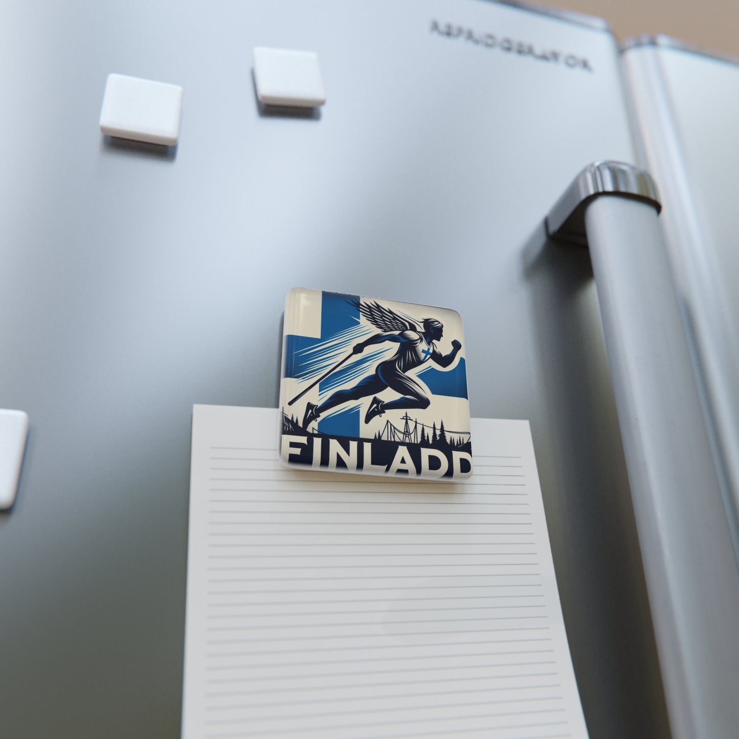 Flag Village Finland Flag Sporting Porcelain Magnet, Square FIN0006