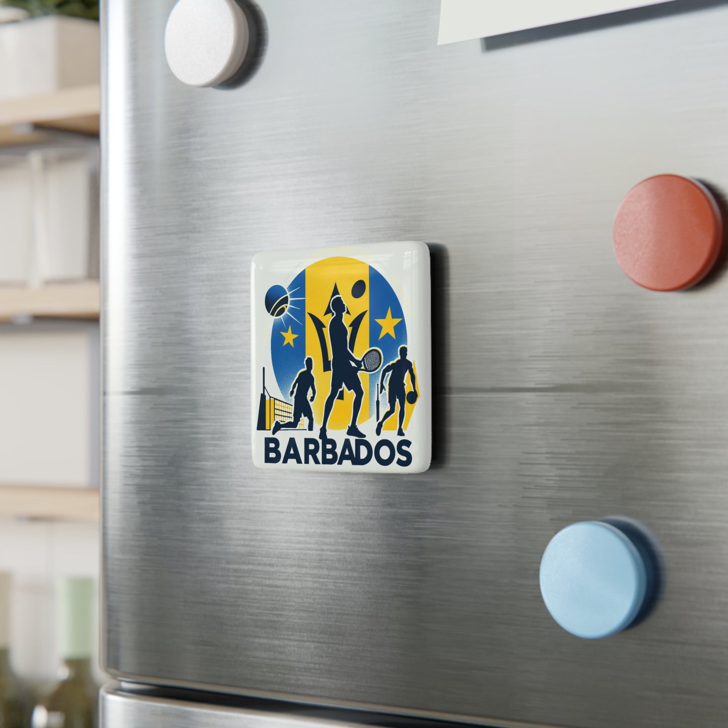 Flag Village Barbados Flag Sporting Porcelain Magnet, Square BRB0005