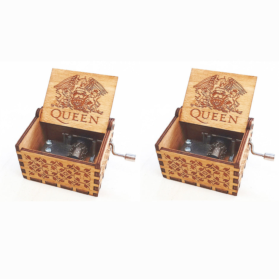 Flag Village Antique Carved Wooden Hand Crank Spirited Away Music Box Christmas Gift Birthday Gift Party Decoration