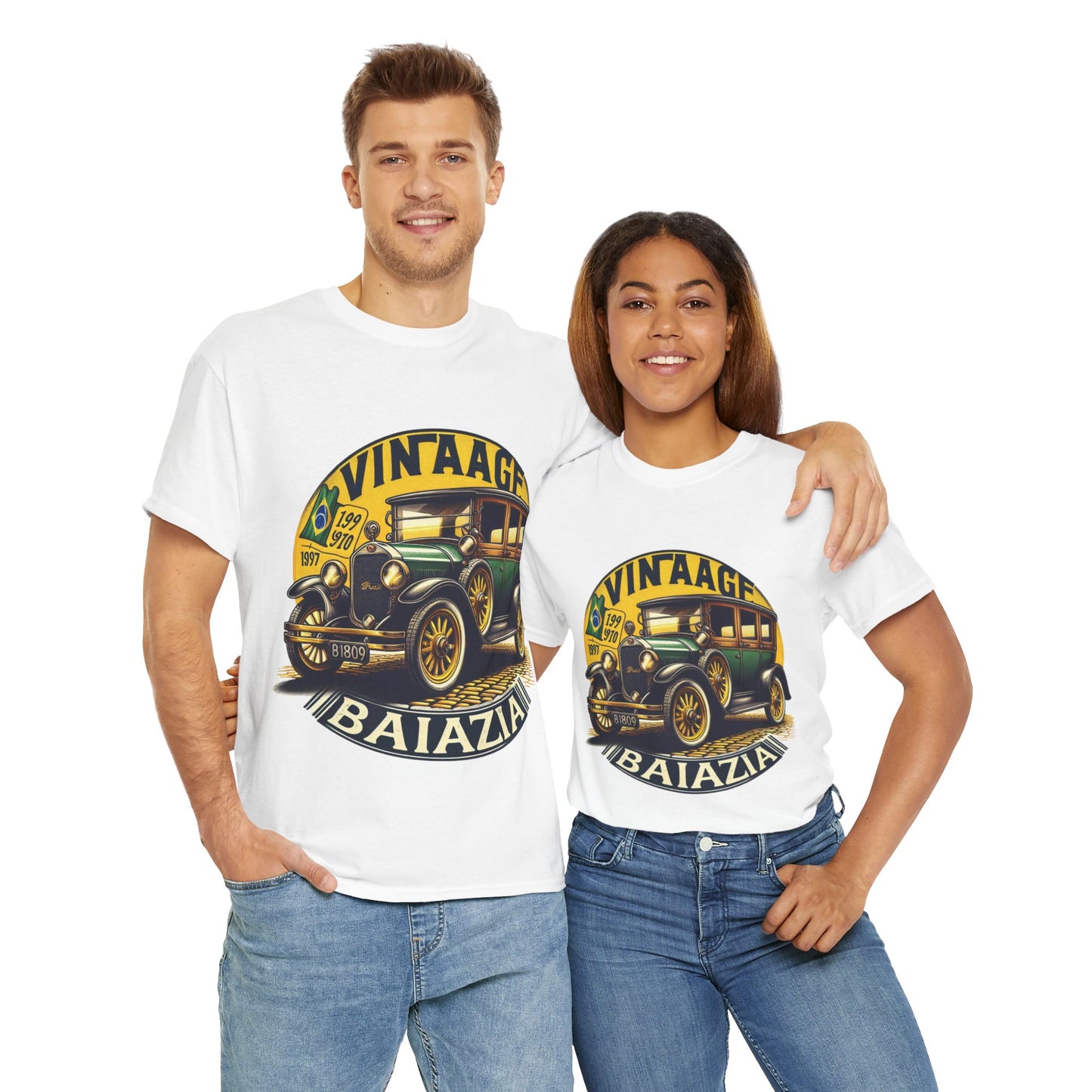 Flag Village Brazil Vintage Car Flag T-SHIRT Heavy Cotton Tee BRA0013