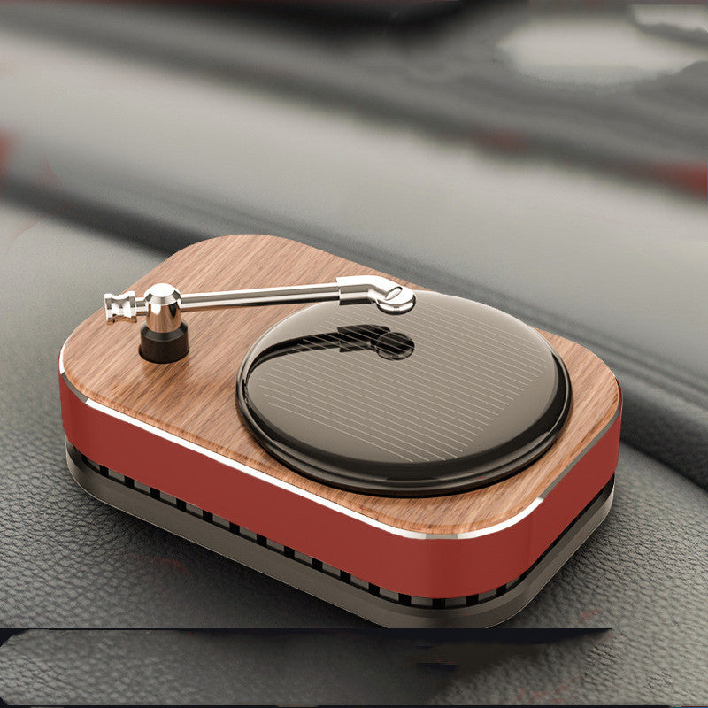 Flag Village Auto Tools Solar Record Player Rotating Perfume Car Accessories Aromatherapy Decoration