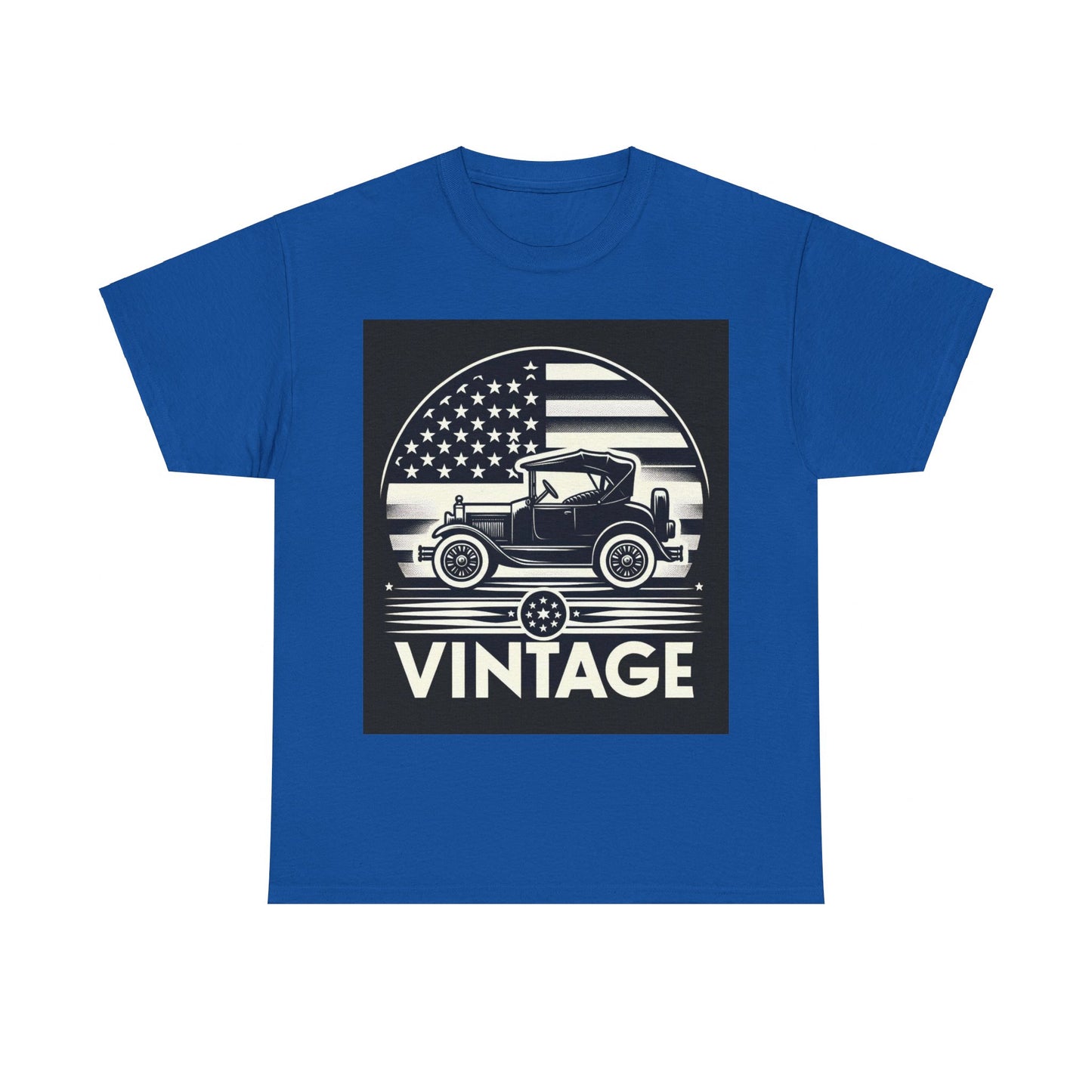 Flag Village USA Vintage Car Flag T-SHIRT Heavy Cotton Tee USA0001
