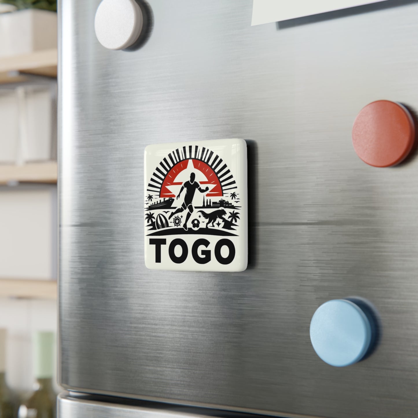 Flag Village Togo Flag Sporting Porcelain Magnet, Square TGO0002