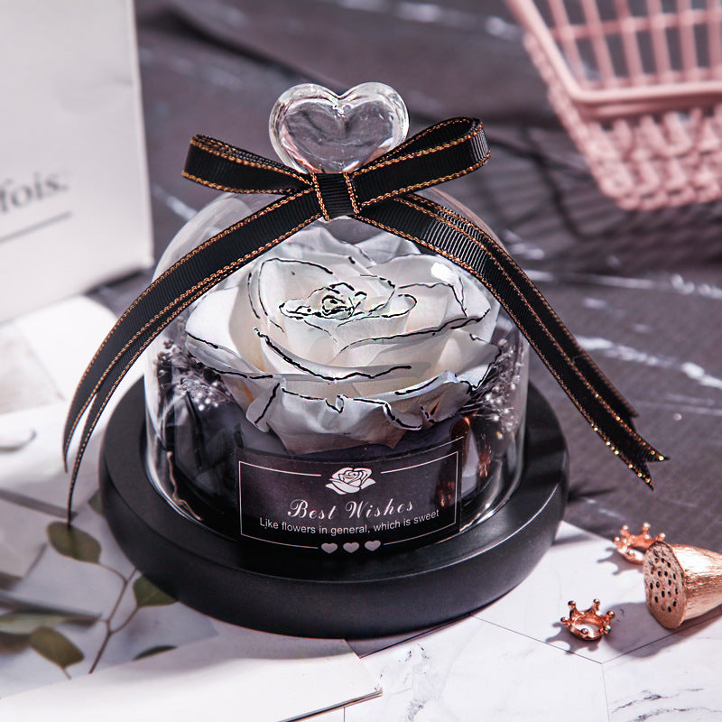 Flag Village Valentine's Day Christmas Dried Flowers For Home Decor Wedding Gifts Dried Flowers Eternal Real Rose Home Decor With LED In Glass