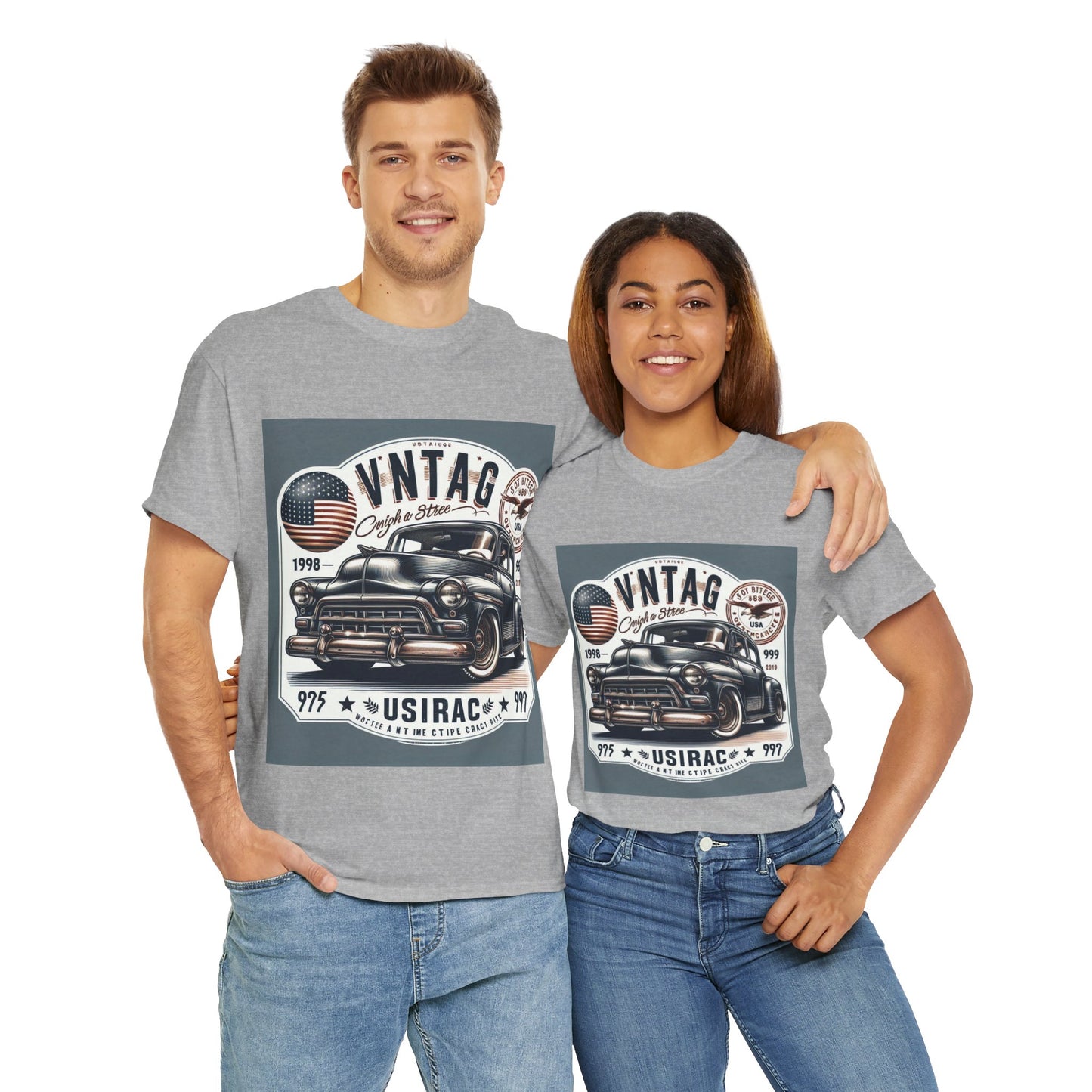 Flag Village USA Vintage Car Flag T-SHIRT Heavy Cotton Tee USA0018