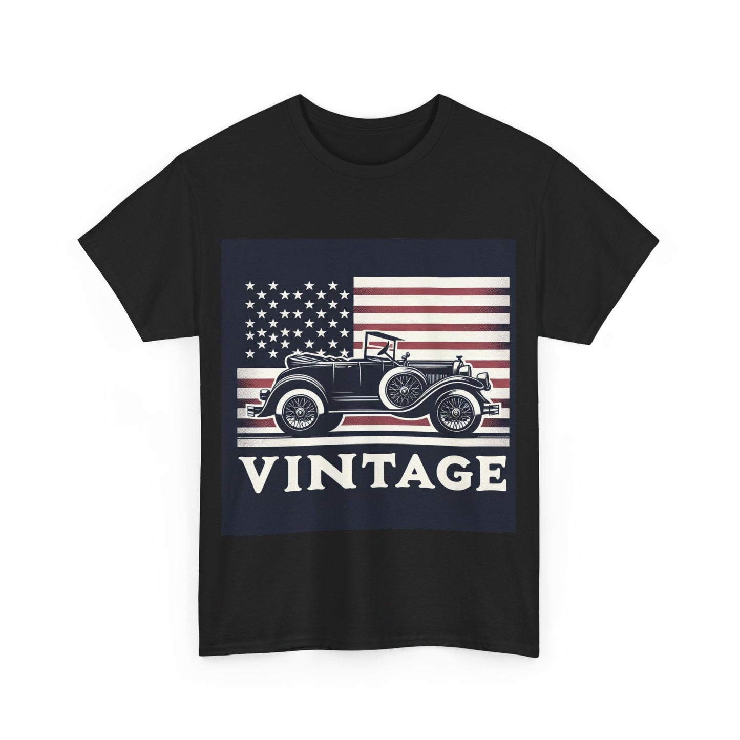 Flag Village USA Vintage Car Flag T-SHIRT Heavy Cotton Tee USA0004