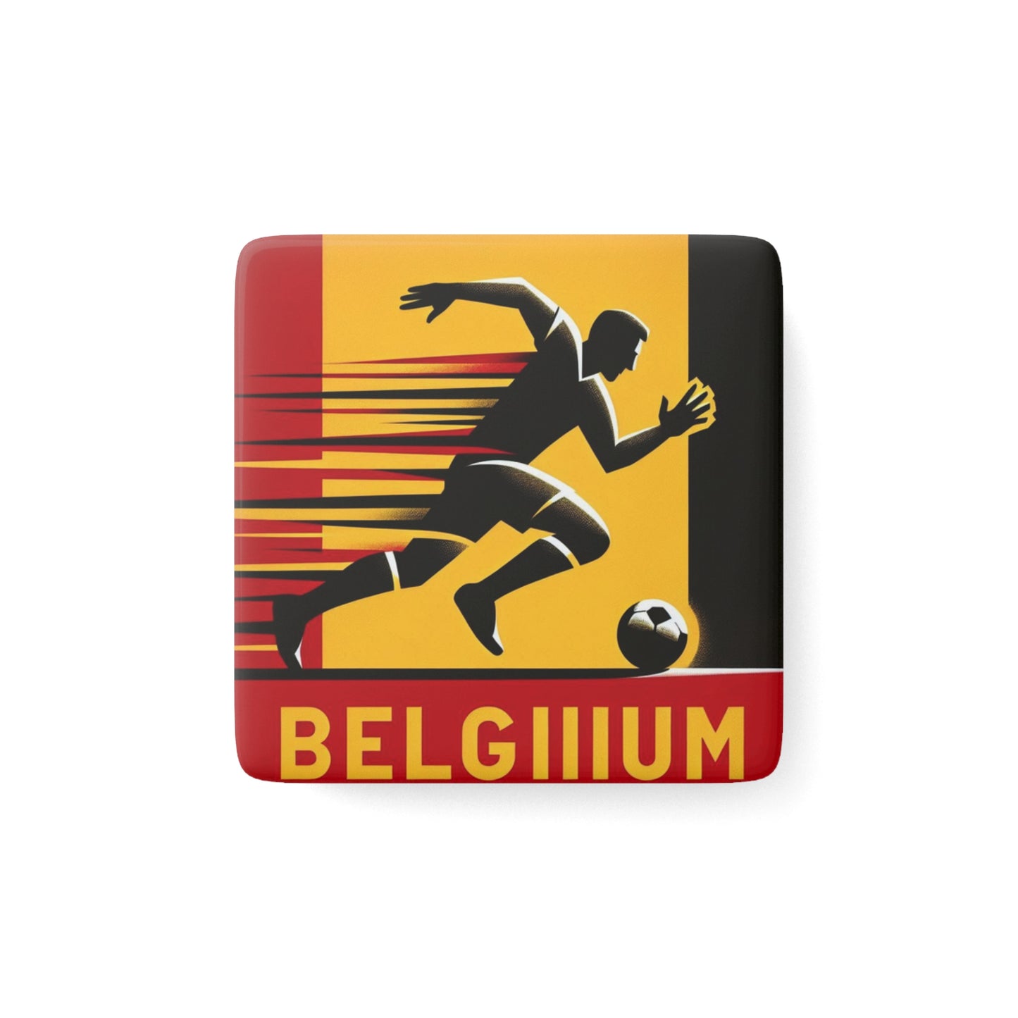Flag Village Belgium Flag Sporting Porcelain Magnet, Square BEL0006