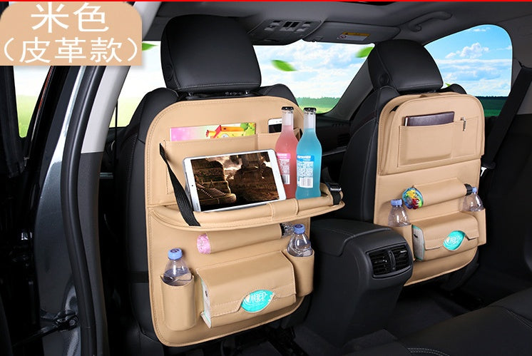 Flag Village Auto Tools Universal Multifunctional Car Seat Bag with Foldable Table PU Leather Multi-pocket