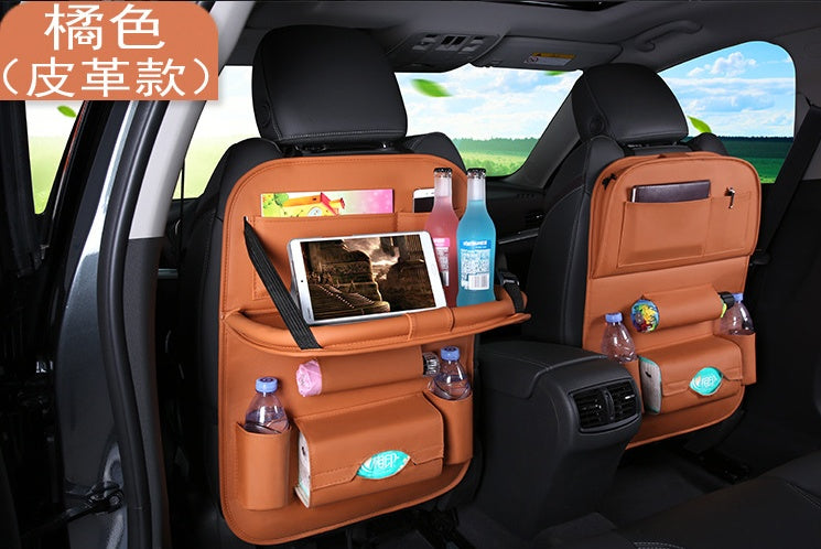 Flag Village Auto Tools Universal Multifunctional Car Seat Bag with Foldable Table PU Leather Multi-pocket
