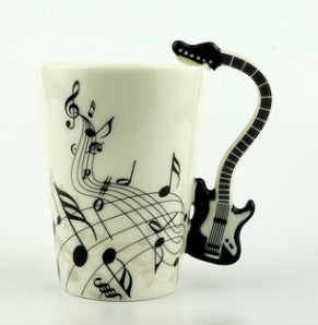 Flag Village Creative Music Violin Style Guitar Ceramic Mug Coffee Tea Milk Stave Cups With Handle Coffee Mug Novelty Gifts