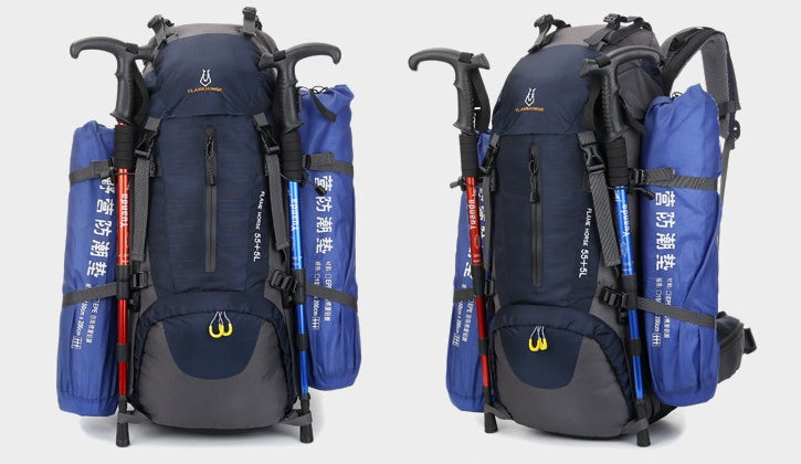 Flag Village Mountaineering waterproof outdoor sports nylon bag Wild camping backpack Rainproof 60L mountaineering bag wholesale