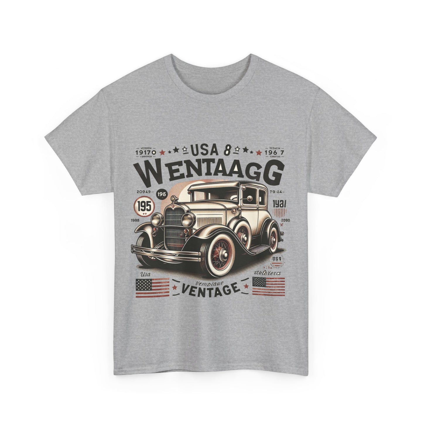 Flag Village USA Vintage Car Flag T-SHIRT Heavy Cotton Tee USA0017