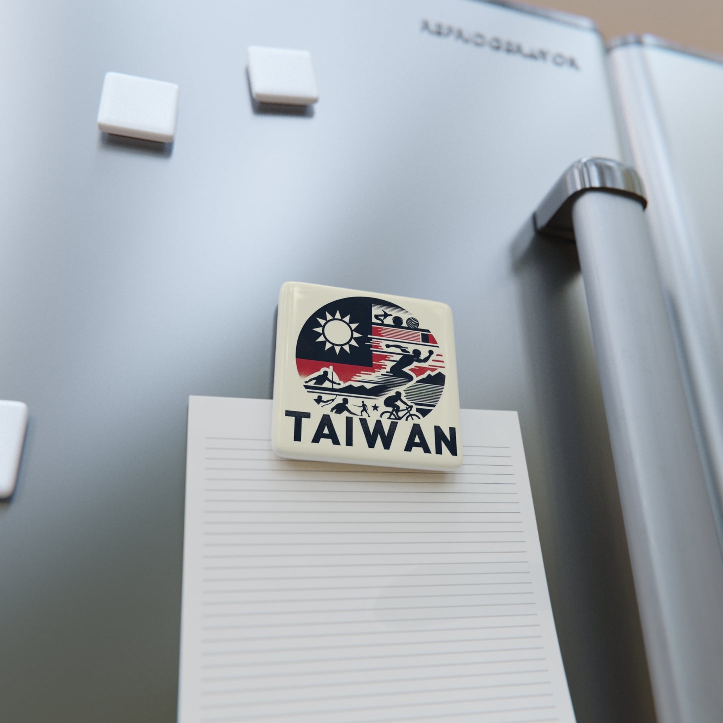 Flag Village Taiwan Flag Sporting Porcelain Magnet, Square TWN0005