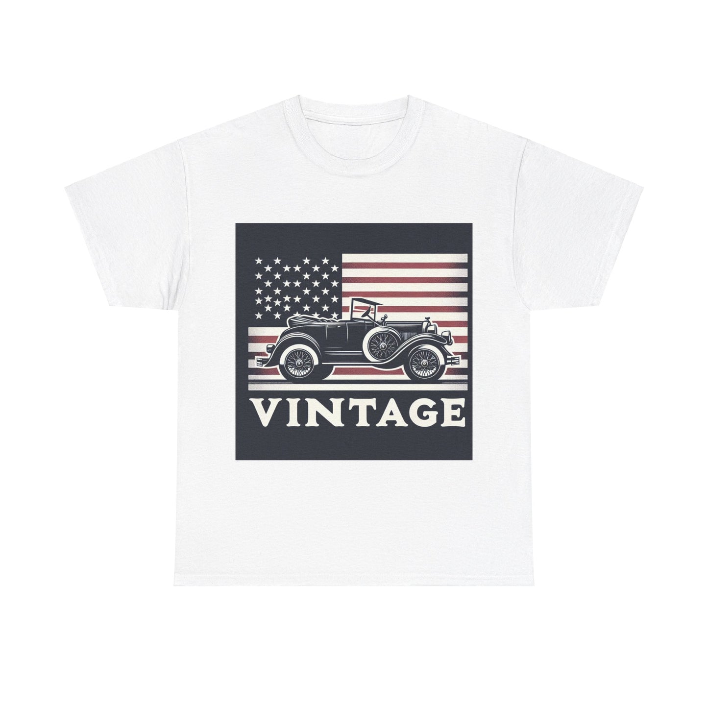 Flag Village USA Vintage Car Flag T-SHIRT Heavy Cotton Tee USA0004