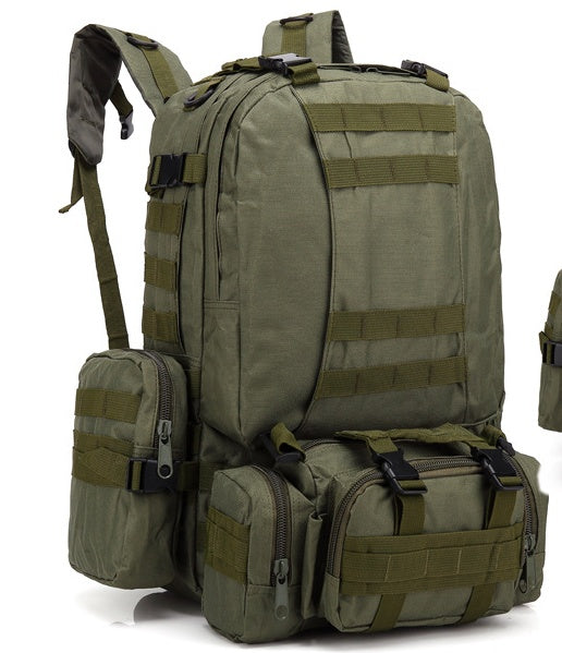 Flag Village Men's Travel Backpack Oxford Cloth Outdoors Backpack Army Camouflage Tactics Double Shoulder Bag Mountaineering Large Combination Backpack