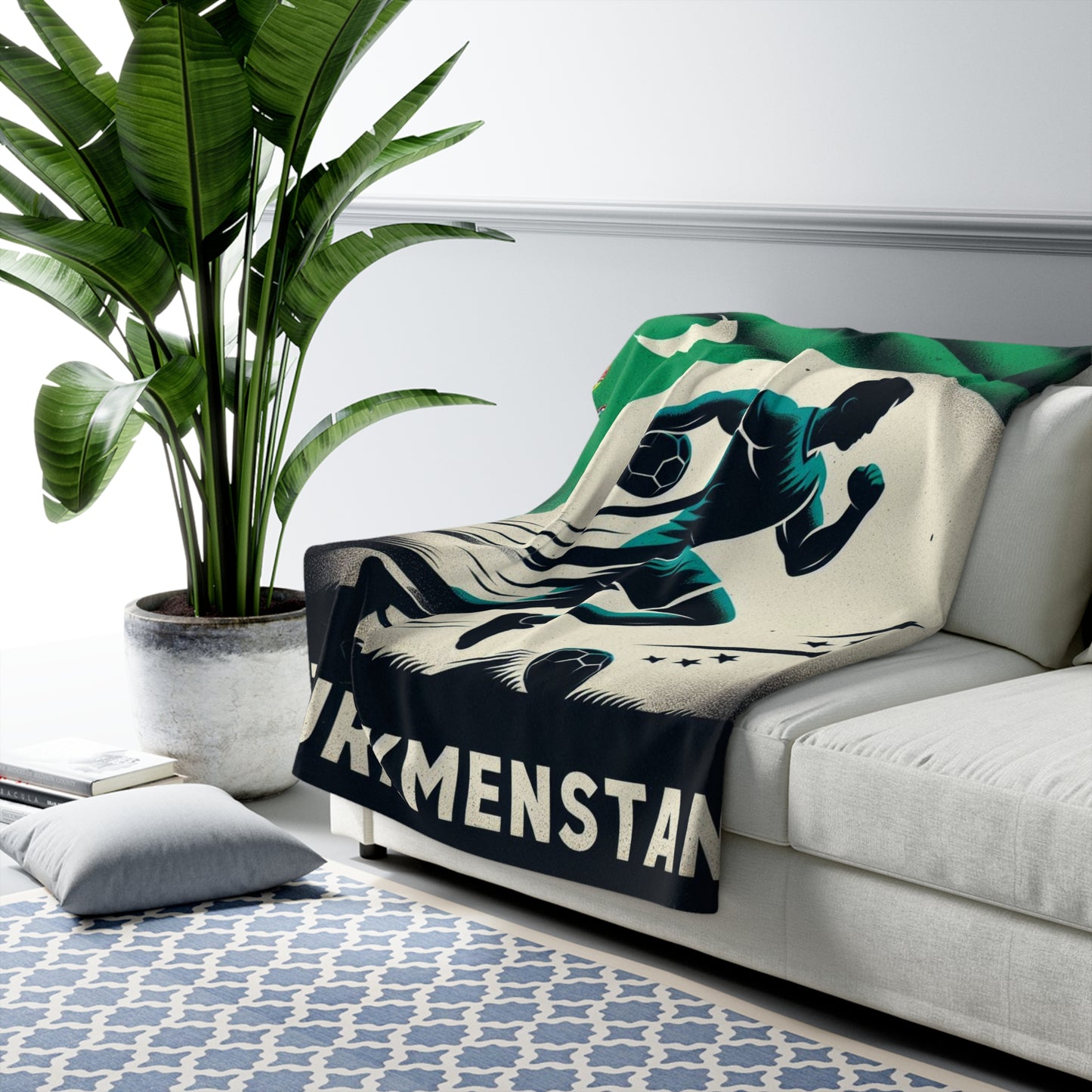 Flag Village Turkmenistan Sporting Flag Sherpa Fleece Blanket TKM0007