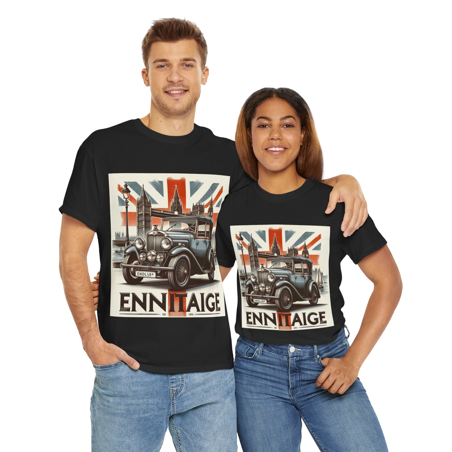 Flag Village UK Vintage Car Flag T-SHIRT Heavy Cotton Tee UK0003