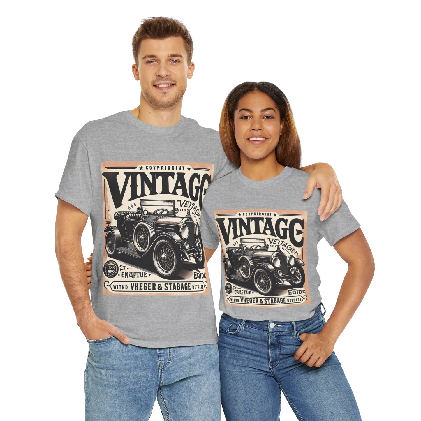 Flag Village USA Vintage Car Flag T-SHIRT Heavy Cotton Tee USA0008