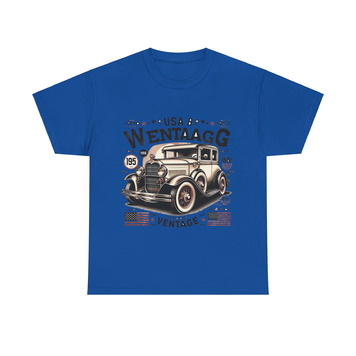 Flag Village USA Vintage Car Flag T-SHIRT Heavy Cotton Tee USA0017
